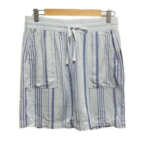 NWT SPLENDID Linen Blend Blue Stripe Drawstring SKIRT MEDIUM Bin P
